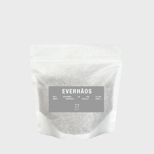 Package of Everhaos Bali Kintamani natural coffee beans for filter with tasting notes: sweet, jackfruit, vanilla, 200 g